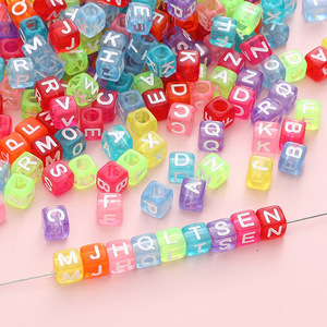 Cuentas de Letras Cuadradas Transparentes de 6mm, 100 Piezas/bolsa, Colores Surtidos, Cuentas de Letras del Alfabeto Inglés de Acrílico para Hacer Joyería DIY - Product Image 2