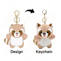 Vente chaude mignon mini peluche dinosaure raton laveur jouets personnalisé animal en peluche en peluche moindre panda porte-clés poupée