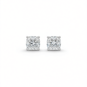 Boucles d'oreilles en or blanc E1644 avec diamants taille princesse, bijoux classiques en pierre naturelle pour femmes - Product Image 1
