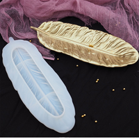 Moule en silicone en forme de feuille longue et plumeuse pour assiettes, sous-verres, résine époxy, rangement de bibelots et bijoux, décoration intérieure, artisanat, emballage OPP jetable