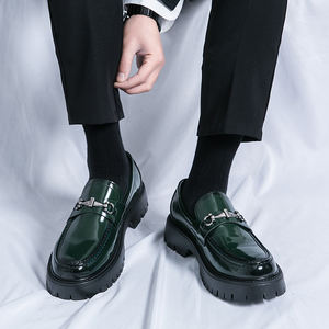 Chaussures de bureau décontractées pour hommes de bonne qualité 2025, bout rond, chaussures en cuir à plateforme tendance pour hommes, chaussures de cérémonie pour mariage - Product Image 2