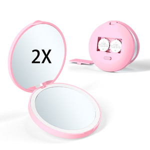 Du Lịch 2X Magnifying Pocket Gương Gấp Mỹ Phẩm Cầm Tay Nhỏ Nhỏ Gọn Gương Biểu Tượng Tùy Chỉnh Trang Điểm Gương Với LED Ánh Sáng - Product Image 1