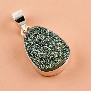 จี้เงินแท้ 925 ประดับด้วยพลอยลาพิสลาซูลีธรรมชาติ ตัวเรือนแบบฝังขอบ งานแฮนด์เมด สไตล์คลาสสิกโบราณ สำหรับงานแต่งงาน-คุณภาพดี - Product Image 3