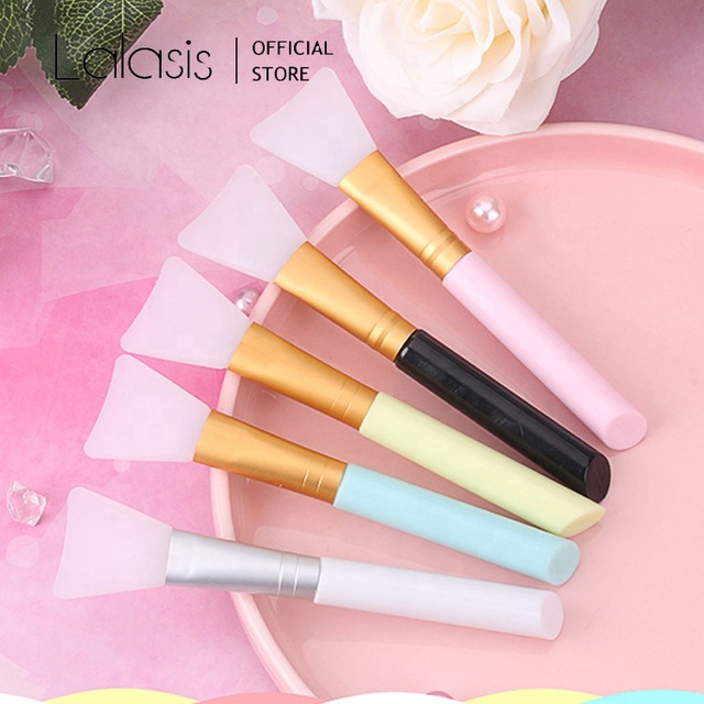 Lalasis Cosmetic Wooden Silicone Mask Brush Cute Makeup Facial Cleansing Silicone Brush