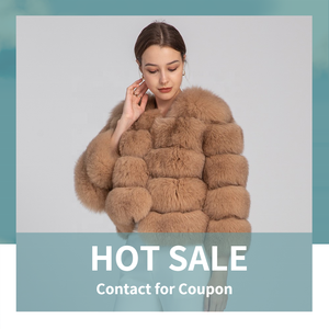 معاطف فرو فاخرة مخصصة للسيدات، معطف فرو راكون قصير، معطف فرو ثعلب حقيقي للنساء في الشتاء - Product Image 5