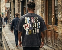 Camisetas Gráficas para Hombre, Estampado de Letras Divertidas, Estilo Vintage, Lavado Ácido, 100% Algodón, 300 Gramos, Ropa Urbana, Estilo Rapero, Informal