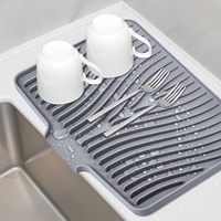 Tapis de séchage de vaisselle en silicone de qualité alimentaire multifonctionnel pour comptoir de cuisine