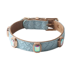 <span class=keywords><strong>Collar</strong></span> para Mascotas al por Mayor del Fabricante, Nuevo <span class=keywords><strong>Collar</strong></span> de Cuero <span class=keywords><strong>PU</strong></span> con Hebilla Metálica Tejida con Diamantes para Gatos y Perros, para Gatitos y Cachorros - Product Image 5