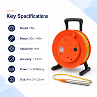 Ruban de mesure de niveau d'eau portable en acier de 50m/100m, haute précision (0,2%), protection IP66, alimentation 5W pour les relevés de fosses de fondation