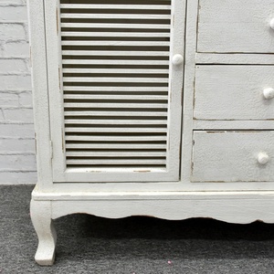 Lukcywind White Vintage <strong>Rustic</strong> French Style Solid Wood Living Room Cabinet Buffet <strong>Sideboard</strong> With Drawers and Shutters - Product Image 3