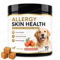 Friandises à mâcher molles OEM pour chiens contre les allergies, favorisant la santé cutanée, avec oméga, probiotiques et biotine, complément qui soutient la santé de la peau