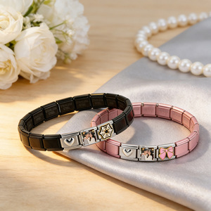 Customizable <b>Couple</b> <b>Bracelet</b> Stainless Steel Photo Module Heart Design Gift Jewelry Unisex - Product Image 4