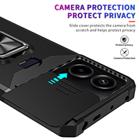 Pour Samsung S23 S24 A35 A55 étui de protection avec fenêtre coulissante fente pour carte béquille magnétique étui de téléphone pour Redmi Note 13 Pro 5G