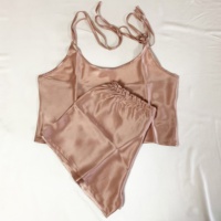 Ensemble pyjama court en satin de soie 100% pour fille, été-printemps, avec haut camisole et bretelles spaghetti, taille élastique, vêtements de nuit