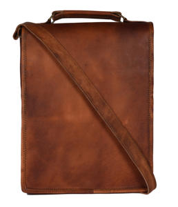 Sac à bandoulière en cuir Vintage fait à la main en cuir véritable Weekender bureau sac d'ordinateur portable bouton pour hommes femmes école collège bonbons - Product Image 2