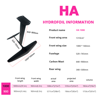Aile avant hydrofoil GY HA 1000 en carbone et aluminium - Rapport d'aspect élevé, durable, portable pour utilisation multi-environnements aquatiques et axe de pompage en contre-courant