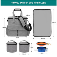 Sac de voyage pour animaux de compagnie en polyester cationique grande capacité, à porter à la main ou en bandoulière, avec 2 bols pliables pour chiens et chats, idéal pour les voyages en extérieur