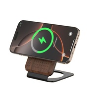 Support de chargeur sans fil magnétique rapide 15W en bois de noyer et de chêne naturel de luxe, haute qualité, pour bureau et chambre, pour le Nouvel An 2027