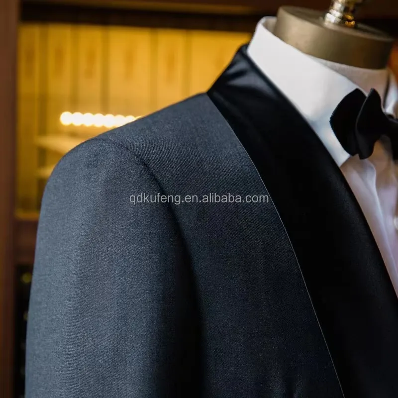 New Custom Wedding Fit Lapel Elegant Groom shawl satin Lapel Men's Tuxedo Suit