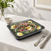 Boîtes à salade rectangulaires en plastique en gros avec couvercles pour fruits, viandes et emballages alimentaires pour le déjeuner