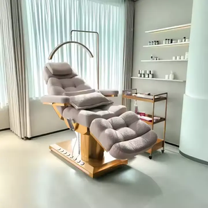 Gold Metal Base Foot Control 3 Motors Electric Beauty Massage Bed Custom Color Facial Bed for Beauty Salon Hotel School Foldable - Product Image 2