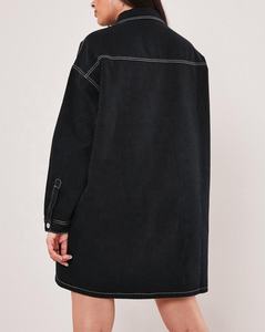 <span class=keywords><strong>Chaqueta</strong></span> negra <span class=keywords><strong>de</strong></span> talla grande con logotipo personalizado para <span class=keywords><strong>mujer</strong></span> <span class=keywords><strong>gorda</strong></span> <span class=keywords><strong>Chaqueta</strong></span> vaquera larga <span class=keywords><strong>de</strong></span> moda fresca para <span class=keywords><strong>mujer</strong></span> con <span class=keywords><strong>punto</strong></span> blanco en contraste - Product Image 4