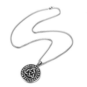 Men's Hip Hop Titanium Steel Pendant <b>Necklace</b> with Viking Symbol <b>Celtic</b> Knot Triquetra New Disk Charm Stainless Steel Jewelry - Product Image 4