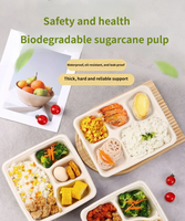 Assiette compartimentée jetable biodégradable de qualité alimentaire en bagasse, vaisselle écologique multi-compartiments pour fêtes, style tendance