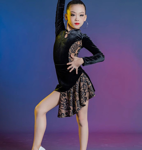 Robe De Danse Latine Pour Fille – Tenue De Scène Salsa, Salle De Bal, Couleur Noire