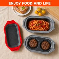 Plaque de cuisson micro-ondes avec couvercle, ensemble de cuisson pour micro-ondes, cuiseur à œufs, ustensile de cuisson en silicone antiadhésif pour 2 œufs pochés