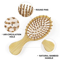 Peigne démêlant antistatique en bois de hêtre à dents larges, brosse à cheveux à coussin d'air, mini peigne de poche ovale étanche avec logo personnalisé, vente en gros