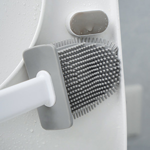 Ensemble de brosses de toilette avec support, double tête de brosse, design rectangulaire moderne, facile à nettoyer pour le siège des toilettes - Product Image 3