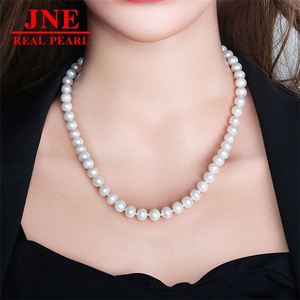 Natural Pearl Necklace White Round Beads Square Buckle Pearl Necklace Mother's Gift for <strong>Elders</strong> Mother's Day - Product Image 3
