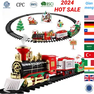 Рождественский подарок, Набор игрушечных поездов, дорожка, приподнятый с локомотивом, игрушечный набор световых поездов