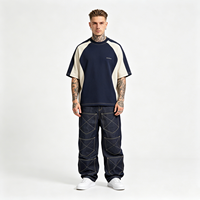 Jean Homme Premium Original avec Broderie Écusson Royal, Effet Délavé Vintage, Coupe Droite, Haute Qualité, Denim Baggy pour Femme