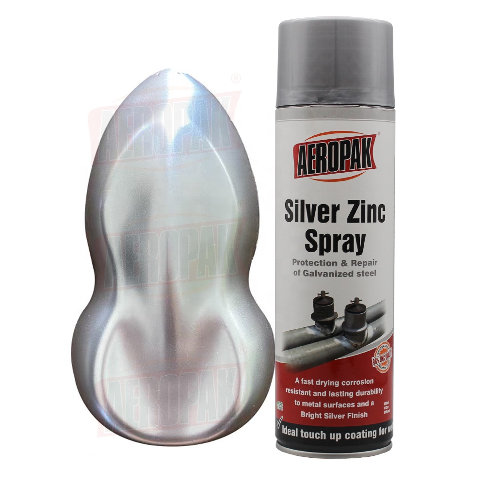 Aeropak 500ml Silver Zinc Spray Paint for Metal - Durable