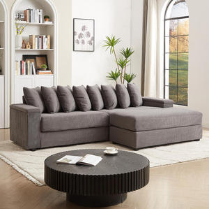 Luxe Oversized L-Shape <b>Convertible</b> <b>Sofa</b> Set Chaise Comfy Corduroy Sectional Couches 8 Pillows Two Armrest Storage Hotel - Product Image 3