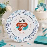 Assiettes en papier jetables XIELI, fabriquées en Indonésie, extra épaisses, robustes, imprimées de fleurs, pour usage quotidien