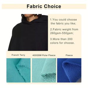 Sweat à capuche brodé noir OEM personnalisé Street Wear coupe ample DTG impression sport polaire à manches longues en coton sweat à capuche surdimensionné pour hommes - Product Image 2