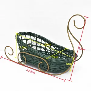 Multiple Usage Handmade Small Rattan Woven Basket Trolley Crafts With For Christmas Home Decor Food Fruit Storage Containers