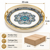 Centre de table d'automne pour le dîner de Thanksgiving, plateau de service rond en verre à motif rétro de 35 cm, organisateur de table basse