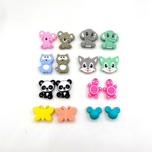 2025 venta al por mayor grado alimenticio lindo diseño de dibujos animados Animal bebé suave cuenta masticar ratón silicona cuenta para la fabricación de joyas - Product Image 5