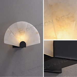 Lampada da Parete a Ventaglio in Pietra Naturale, Applique Decorativa Moderna in Marmo, Lussuosa Illuminazione da Interni - Product Image 3