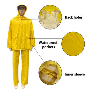 싼 방수 비옷 산업 작업 무거운 의무 PVC 비 세트 2 조각 비 재킷 바지 내구성 비 코트 방수 - Product Image 4