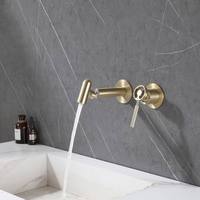 Robinet de salle de bain en laiton dissimulé à levier unique moderne de luxe Robinet d'évier en or brossé avec compteur d'eau chaude et froide Robinet de lavabo unique