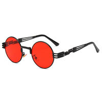 Lunettes de soleil rondes en métal Steampunk NYY pour femmes, style rétro, branches multi-barres, verres miroir UV400, tendance