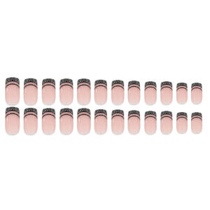 <span class=keywords><strong>Uñas</strong></span> Postizas Acrílicas Francesas de Alta Calidad <span class=keywords><strong>con</strong></span> Rayas <span class=keywords><strong>Negras</strong></span> Brillantes, <span class=keywords><strong>Uñas</strong></span> Postizas Cuadradas Cortas, Hechas a Mano, al por Mayor - Product Image 4