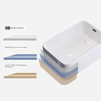 Évier de comptoir en céramique blanche 8125-42 avec vidange latérale 420x280mm, lavabo de salle de bain à poser sur le comptoir