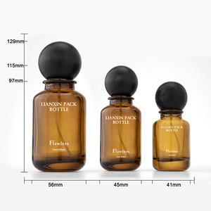 Bán Buôn 30Ml Hổ Phách Chai Nước Hoa Với Độc Đáo Bằng Gỗ Nắp Tròn Và Bơm Phun Rỗng Với Hộp Cho <span class=keywords><strong>50Ml</strong></span> Và 100Ml Kích Thước - Product Image 6