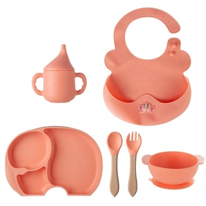Lot de 2 ustensiles d'alimentation <span class=keywords><strong>pour</strong></span> bébé en silicone de qualité alimentaire sans BPA, modèle HY-MD23005 Hongyu (bol, tasse, paille, assiette, bavoirs) - Product Image 3